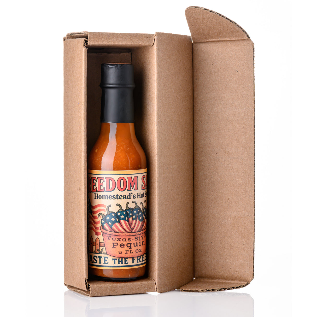 HOMESTEAD'S Freedom Sauce, Texas-Style Pequin Pepper Hot Sauce, All-Natural, Gluten Free, Zero Sugar, Low Sodium