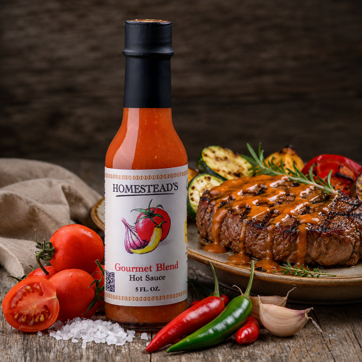 HOMESTEAD'S Gourmet Blend Hot Sauce, Farm-to-Table, Vegan & Gluten-Free