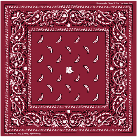 Homestead’s Closet Bandana, Red Chili Bandana, The Hot Sauce Girl, Bandana, 100% Cotton