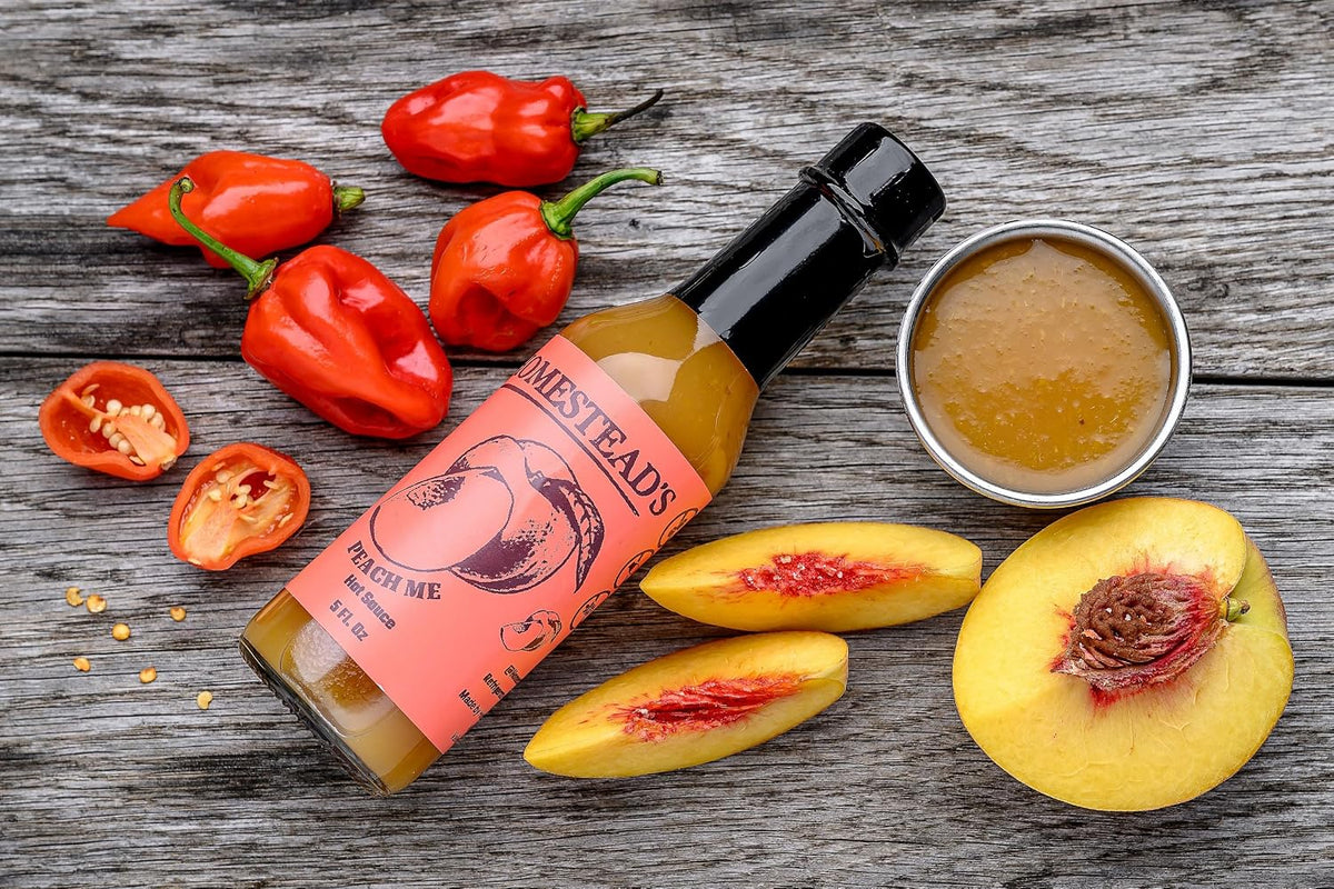 Peach Me Hot Sauce, Homestead’s Peach Me, Sweet & Spicy, Flavors, Dips, Sauces, Spices
