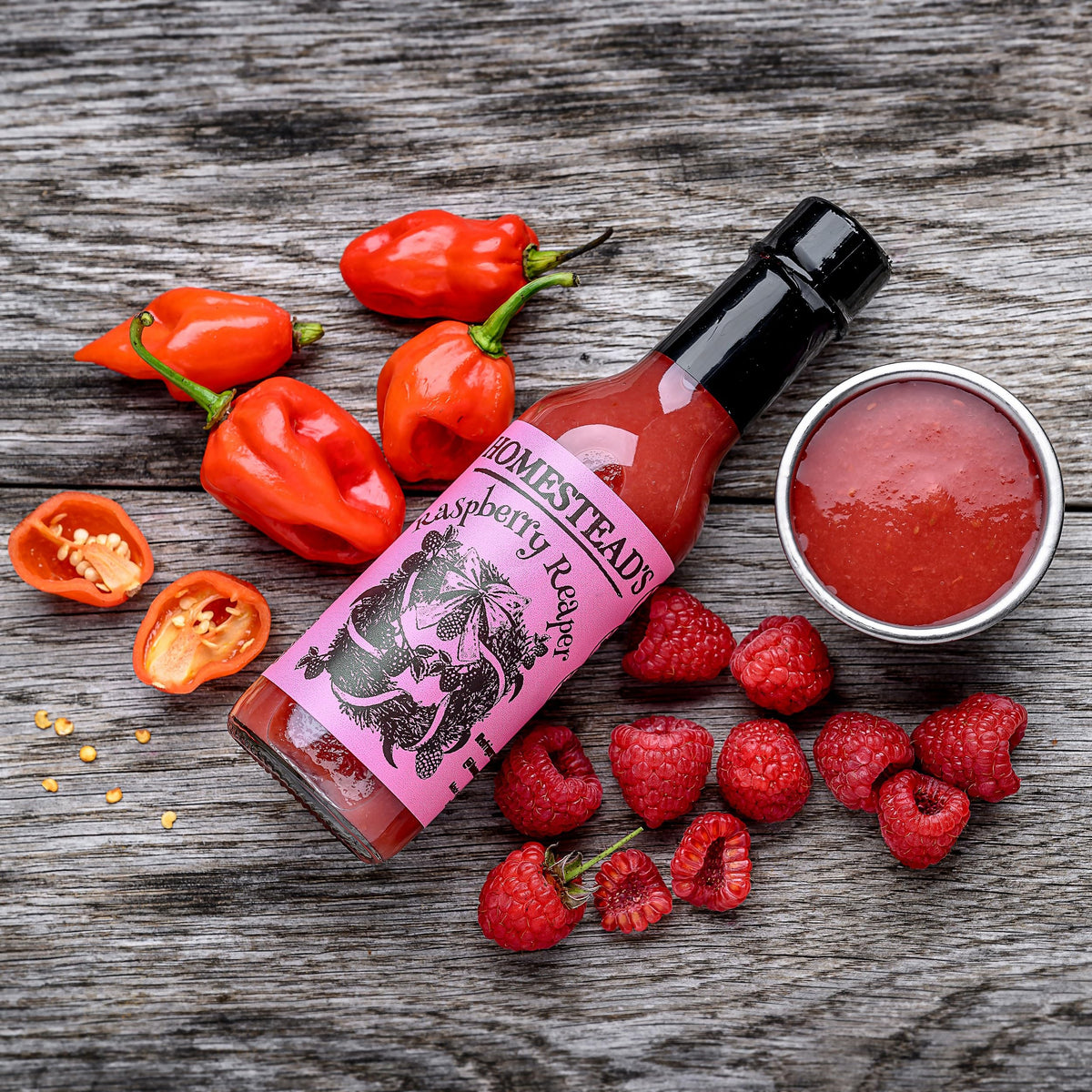 HOMESTEAD'S Raspberry Ripper Hot Sauce, Sweet & Tangy Raspberry Apple with Carolina Reaper, All-Natural