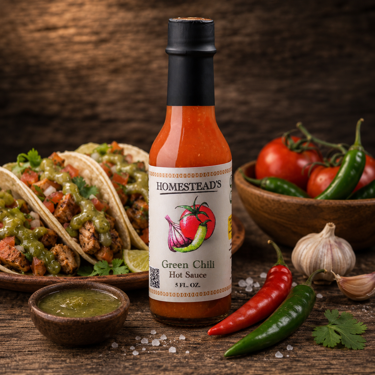 HOMESTEAD'S Green Chili Hot Sauce, All-Natural, Farm-to-Table